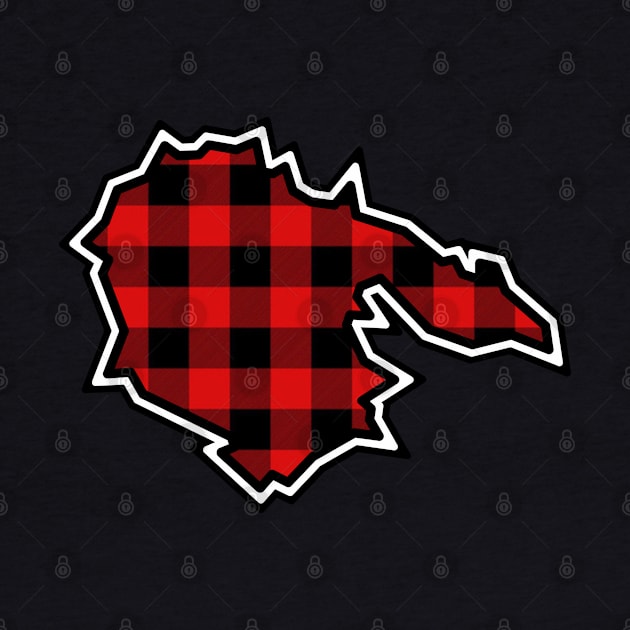 Hornby Island Silhouette in Plaid - Red and Black Pattern - Hornby Island by Bleeding Red Paint